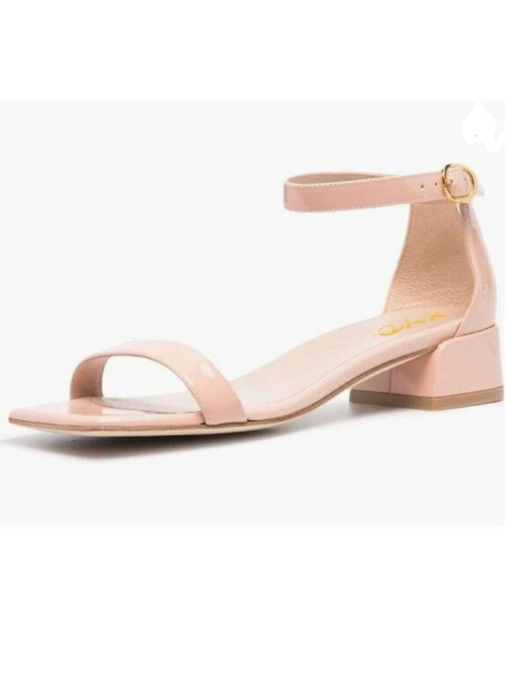 XYD Light Pink Open Toe Ankle Strap Buckled Low Chunky Heel Dress Sandal